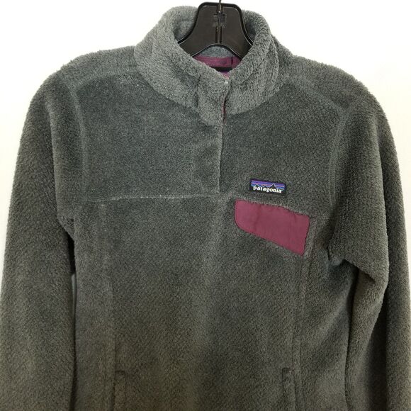 Patagonia Women's Re-Tool Snap-T Pullover Sweater Sz XS Gray Pocket Logo Outdoor - Picture 2 of 6